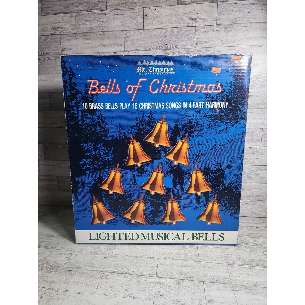 Vintage Mr. Christmas Bells of Christmas Musical Lighted Brass 15 Carols 1990
